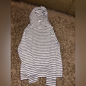 Long sleeve blue and white striped hoodie